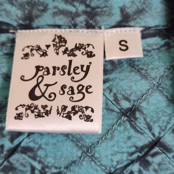 Parsley & Sage Torquoise Antiqued Unique Art To Wear Silver Button Top Size S - Picture 7 of 8